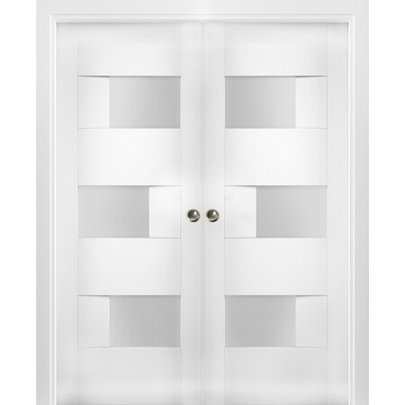 Vdomdoors Double French Interior Door, 48" x 80", White SETE6933DP-WS-7284